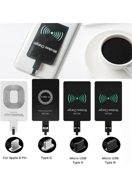 2021 Kablosuz Şarj Adaptörü Desteği Mikro USB Tip C Qi Kablosuz Şarj Aleti Pedi Dock Konnektörü IPhone Android Telefon Alıcısı (Yurt Dışından)