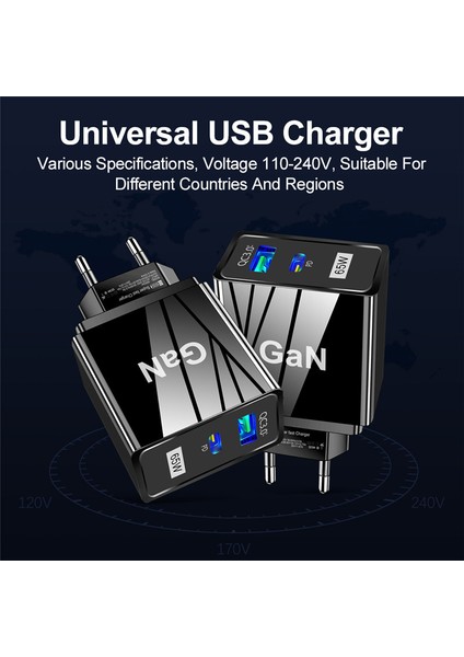 Uslıon Gan Şarj Cihazları 65W Hızlı Şarj Kore Fişi Pd USB C Tipi C Hızlı USB Şarj Cihazı iPhone 14 13 Xiaomi Samsung Max Macbook (Yurt Dışından) fırsatları