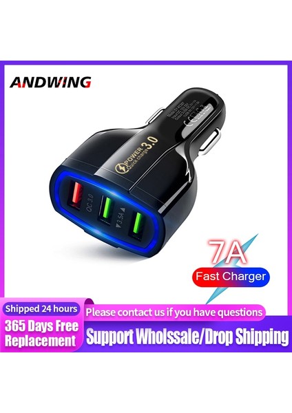 Andwıng Orijinal 3 USB Araç Şarj Cihazı Hızlı Şarj iPhone 12 13 Pro Samsung Xiaomi Redmi Cep Telefonu USB Hızlı Şarj (Yurt Dışından)