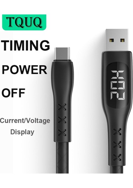 Tquq Dijital Ekran Veri Kablosu, Zamanlama Şarj Kablosu Tip-C iPhone Android Için Otomatik Kapanma Mikro USB Şarj Kablosu (Yurt Dışından)