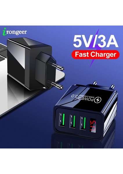 USB Telefon Şarj Cihazı Hızlı Şarj 3.0 Cep Telefonu Şarj Cihazı LED Ekran Ab Duvar Şarj Cihazı iPhone 11 Samsung Şarj Cihazı USB Adaptörleri (Yurt Dışından)