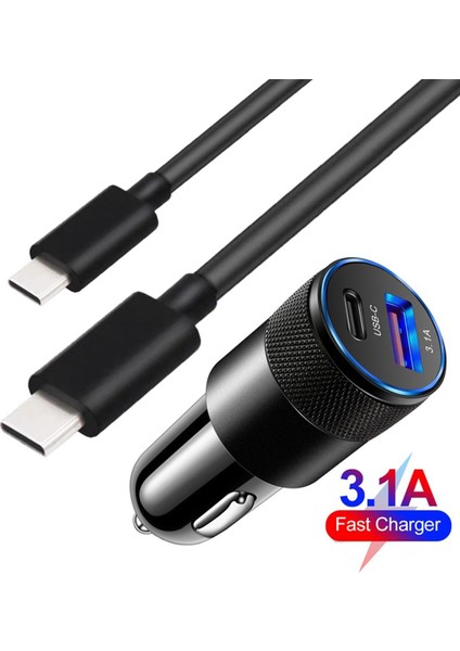 Araba Hızlı Şarj Cihazı Xiaomi Mi 12 11 10 9 8 Lite Samsung S22 S21 S20 A73 A53 A33 Çift USB Telefon Şarj Adaptörü USB Tip-C Kablo (Yurt Dışından)