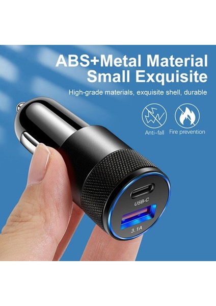 Araba Hızlı Şarj Cihazı Xiaomi Mi 12 11 10 9 8 Lite Samsung S22 S21 S20 A73 A53 A33 Çift USB Telefon Şarj Adaptörü USB Tip-C Kablo (Yurt Dışından) fiyatları