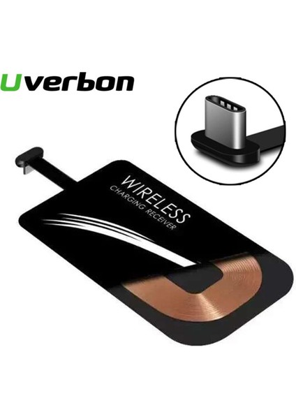 Tip-C Kablosuz Şarj Alıcısı Evrensel Cep Telefonu Qi Kablosuz Şarj Etiketi USB Tipi C Şarj Standı Için Huawei Xiaomi (Yurt Dışından)