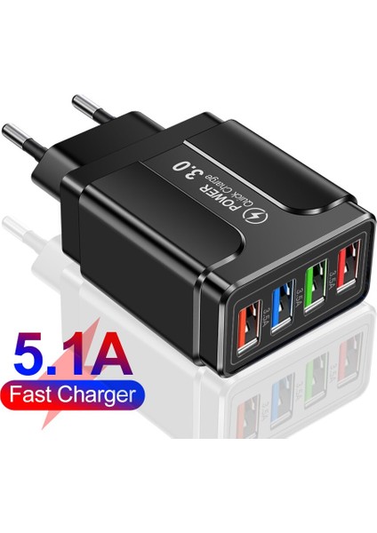 5.1A Evrensel Hızlı Şarj Şarj Cihazı 3.0 Cep Telefonu Duvar Hızlı Şarj IPHONE12 Xiaomi 4 Port Tablet Şarj Cihazı USB Şarj Cihazı (Yurt Dışından)