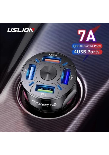 Uslıon 4 Port USB Araç Şarjı 48W Hızlı 7A Mini Hızlı Şarj iPhone 11 Için Xiaomi Huawei Cep Telefonu Şarj Adaptörü Arabada (Yurt Dışından)