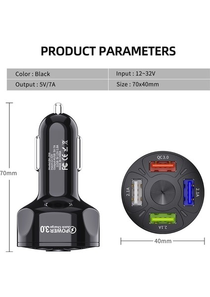Uslıon 4 Port USB Araç Şarjı 48W Hızlı 7A Mini Hızlı Şarj iPhone 11 Için Xiaomi Huawei Cep Telefonu Şarj Adaptörü Arabada (Yurt Dışından) fırsatları