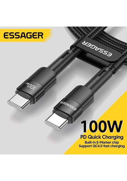 Essager 100 W C C Tipi C Kablosu Usb-C Pd Hızlı Şarj Şarj Kablosu Kablosu Macbook Samsung Xiaomi Tip-C USB C Kablosu 3 M (Yurt Dışından)