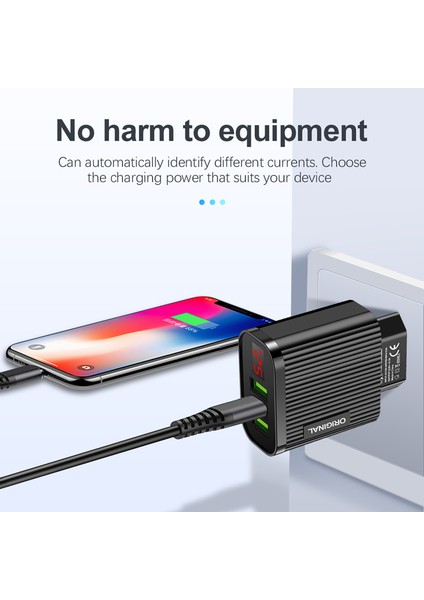Kokko 3 USB Bağlantı Noktası Dijital Ekran Cep Telefonu Şarj Cihazı 5 V/3.1A Seyahat Hızlı Hızlı Şarj Adaptörü Abd/ab Tak (Yurt Dışından) indirimleri