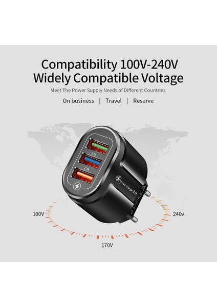 3 USB Şarj Aleti Hızlı Şarj 3.0 Ab Abd Plug USB Duvar Hızlı Şarj Taşınabilir Mobil Şarj Cihazı Qc 3.0 Adaptörü Xiaomi Mi iPhone 13 (Yurt Dışından) modelleri