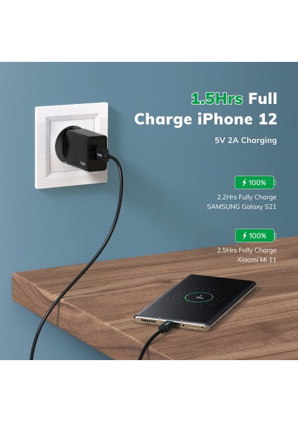 Topk B25 5 V 2A USB Şarj Aleti iPhone x 11 8 Hızlı Duvar Şarj Cihazı Ab Abd Adaptörü Cep Telefonu Şarj Cihazı Samsung S10 Huawei Xiaomi (Yurt Dışından) modelleri
