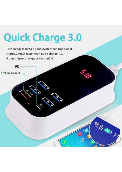 Cep Telefonu USB Şarj Cihazı Çoklu Bağlantı Noktaları PD30W Hızlı Şarj 3.0 Duvar Şarj Cihazları Adaptör Uzatma Kablosu Ab Ingiltere Abd Tak Hızlı Şarj (Yurt Dışından) modelleri