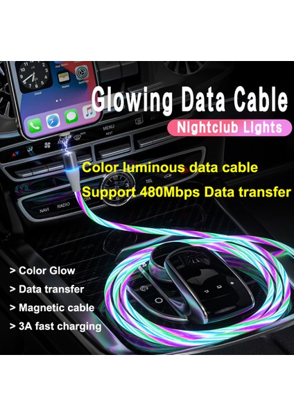 Vyopbc LED Manyetik Kablo 3A Hızlı Şarj Mikro USB C Tipi Kablo Manyetik Şarj Cihazı iPhone Xiaomi Poco Samsung Veri Kablosu Tel (Yurt Dışından) fırsatları