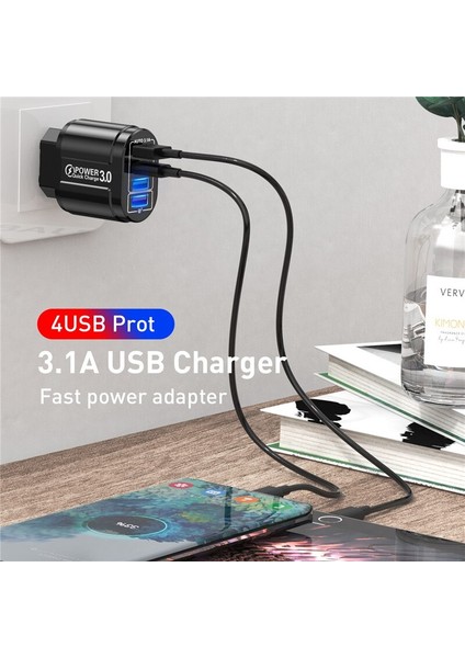 4 Port 48W USB Şarj Aleti Hızlı Şarj Qc3.0 Seyahat Şarjı iPhone 12 11 Samsung Xiaomi Ab Abd Tak Cep Telefonu Duvar Adaptörü (Yurt Dışından) fiyatları