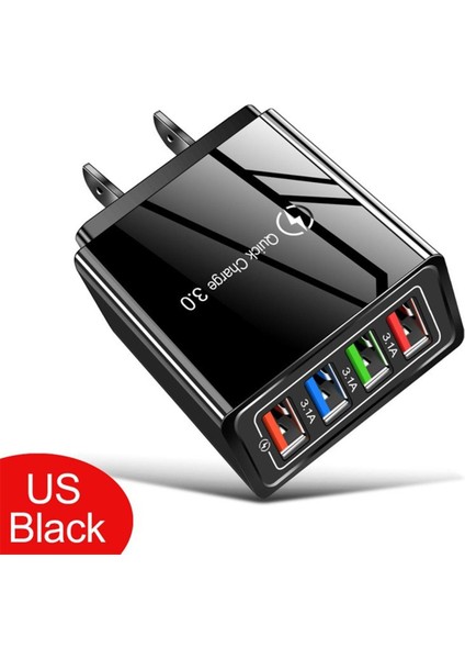 4usb Adaptörü 5V 3A Hızlı Şarj 3.0 Duvar Hızlı Şarj Çok Bağlantı Noktalı Şarj Kafa Telefon Şarj Cihazı (Yurt Dışından)