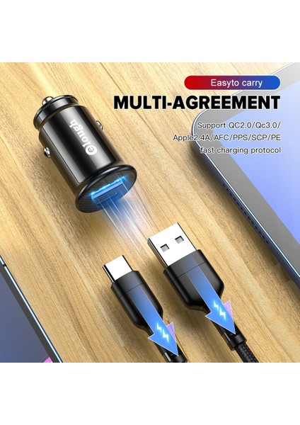 Elough Araç Şarj Cihazı Tip C Pd 20W Qc3.0 Hızlı Şarj Huawei Samsung Xiaomi Iphone 12 11 13 Pro Hızlı USB Araç Şarj Cihazı Iphone (Yurt Dışından) fiyatları