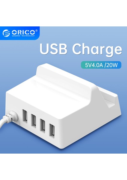 Orıco USB Şarj Aleti 4 Portlu Masaüstü Akıllı Şarj Cihazı Tutucu Telefon/tablet Tutucu iPhone Samsung Xiaomi Huaweı Akıllı Telefon (Yurt Dışından)