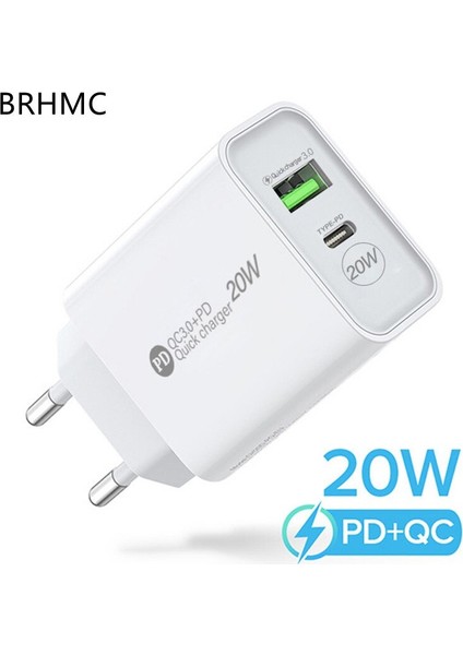Brhmc Pd 20W USB Şarj Cihazı Hızlı Şarj Qc 3.0 Hızlı Telefon Duvar Şarj Adaptörü iPhone 13 12 Pro iPad Huawei Xiaomi Samsung (Yurt Dışından)