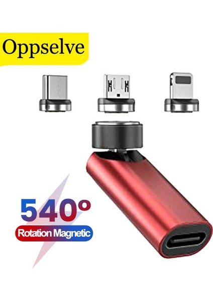 Hızlı Şarj 540 Derece Dönme Manyetik Adaptör Mikro USB C Tipi Telefon Şarj Adaptörü iPhone Samsung Huawei Realme Xiaomi (Yurt Dışından)