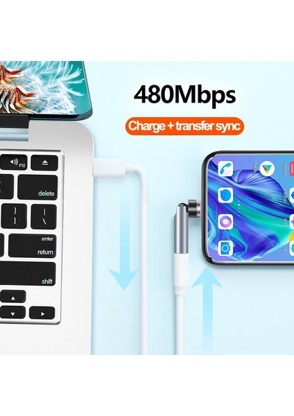 Hızlı Şarj 540 Derece Dönme Manyetik Adaptör Mikro USB C Tipi Telefon Şarj Adaptörü iPhone Samsung Huawei Realme Xiaomi (Yurt Dışından) fırsatları