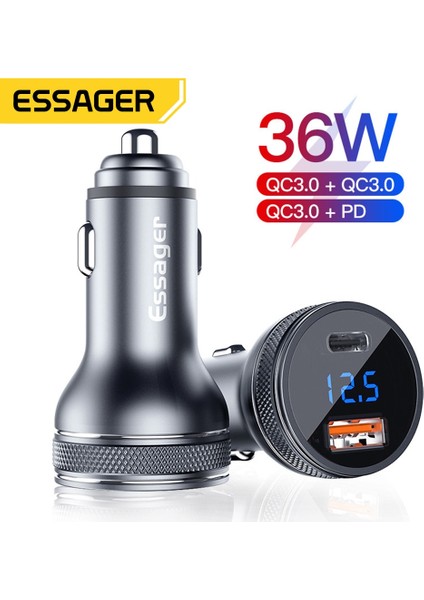 Essager Mini USB Araç Şarj Cihazı Hızlı Şarj 3.0 Hızlı Şarj iphone Şarj Cihazı 14 13 Xiaomi Otomatik Tip C Qc Pd 3.0 Telefon Şarj Cihazı (Yurt Dışından)