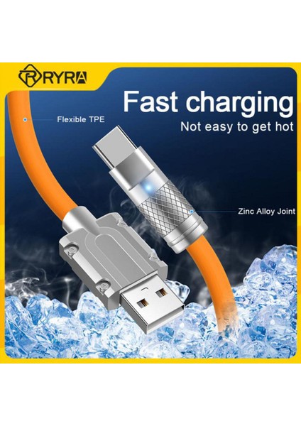 Ryra 120W 6A Süper Hızlı Şarj C Tipi Sıvı Silikon Kablo Hızlı Şarj Kablosu C Tipi Şarj Veri Kablosu Huawei Xiaomi Için (Yurt Dışından)
