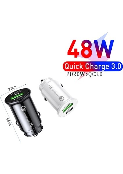Mini Stealth Araç Adaptörü Qc 4.0 3.0 Hızlı Şarj Tipi C Pd Şarj Cihazı 48W Pd+Qc/pd+Pd Araç Şarj Cihazı Iphone 12 13 Huawei Xiaomi Için (Yurt Dışından) modelleri