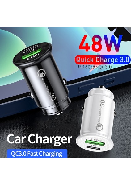 Mini Stealth Araç Adaptörü Qc 4.0 3.0 Hızlı Şarj Tipi C Pd Şarj Cihazı 48W Pd+Qc/pd+Pd Araç Şarj Cihazı Iphone 12 13 Huawei Xiaomi Için (Yurt Dışından) fırsatları