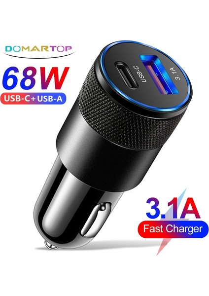 68W Pd Araç Şarj Cihazı USB Tip C Hızlı Araç Şarjı Telefon Adaptörü iPhone 14 13 Xiaomi Huawei Samsung S21 S22 Hızlı Şarj 3.0 (Yurt Dışından)