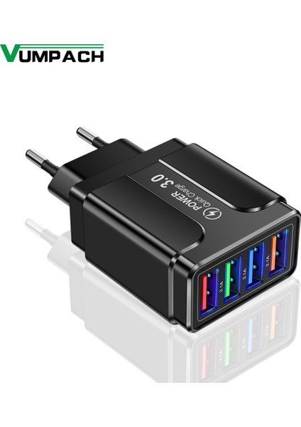 4 Port Hızlı Şarj 3.0 Duvar Hızlı Şarj Adaptörü Mikro USB Hızlı Veri Senkronizasyon Şarj Kablosu Samsung Xiaomi Huawei Cep Telefonu Için (Yurt Dışından)