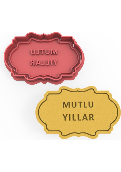 Mutlu Yıllar Kurabiye Kalıbı Şekillendirici Kopat 2 Parça