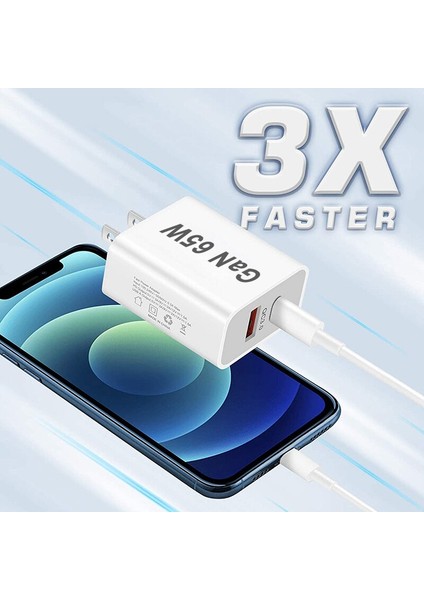 Gan 65W Şarj Cihazı Ab/abd Tak Çift Bağlantı Noktalı Hızlı Şarj Cihazı USB Tip C Telefon Adaptörü iPhone 13 Pro Xiaomi 12 Redmi Note Samsung Galaxy (Yurt Dışından) indirimleri