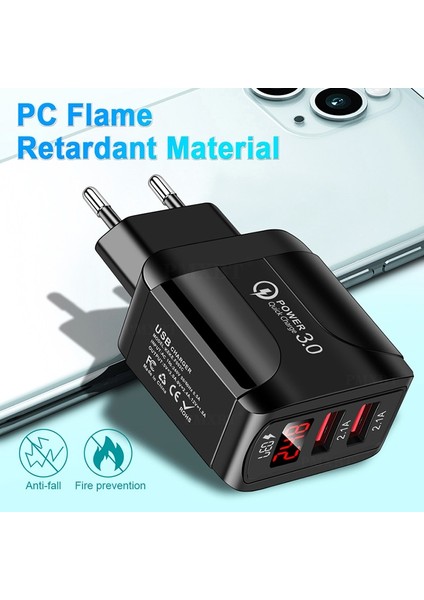 LED Ekran Şarj Cihazı Hızlı Şarj 3.0 USB Şarj Cihazı iPhone 13 Pro Max Samsung Cep Telefonu Ab Abd Ingıltere Tak Adaptörü Hızlı Şarj (Yurt Dışından) modelleri