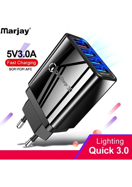 Marjay 48W Hızlı Şarj Cihazı 3.0 4.0 USB Şarj Cihazı 4 Port Hızlı Şarj Cep Telefonu Şarj Cihazı iphone Samsung S10 A50 Xiaomi Huawei (Yurt Dışından)