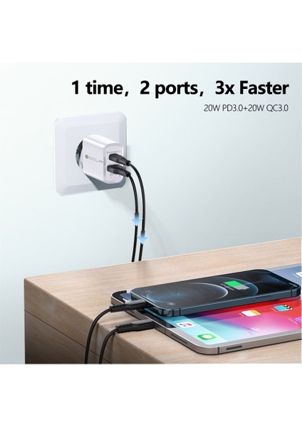 Elough Pd 20W USB Şarj Cihazı Hızlı Şarj 3.0 Hızlı Telefon Duvar Şarj Adaptörü USB C iPhone 13 12 Pro iPad Huawei Xiaomi Samsung (Yurt Dışından) modelleri