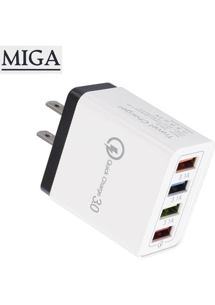 [migaplaza] [STOKTA]18W Qc3.0 Hızlı Şarj Renkli Şarj Cihazı 5V 3.1A Güç Adaptörü, Xiaomi Redmi 9 Pro 9s Samsung M1 iphone SE2020 Için 4usb Veri Kablosuyla - Abd Fişli Düz Şarj Cihazı (Yurt Dışından)