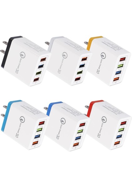 [migaplaza] [STOKTA]18W Qc3.0 Hızlı Şarj Renkli Şarj Cihazı 5V 3.1A Güç Adaptörü, Xiaomi Redmi 9 Pro 9s Samsung M1 iphone SE2020 Için 4usb Veri Kablosuyla - Abd Fişli Düz Şarj Cihazı (Yurt Dışından) modelleri
