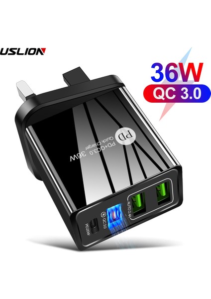 Uslıon 36W 4 Port Tip C Hızlı Şarj 3.0 Ab Ingıltere Abd USB C Şarj Cihazı Hızlı Şarj Pd Cep Telefonu Şarj Cihazı iphone Samsung Xiaomi (Yurt Dışından)