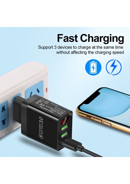 Nnbılı Hızlı Şarj Cihazı 3.0 USB Şarj Aleti iPhone 12 13 Xiaomi Redmi Poco X3 LED Dijital Ekran Hızlı Şarj Duvar Telefonu Şarj Cihazı (Yurt Dışından) fiyatları