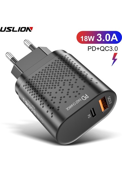 Uslıon 18W USB Şarj Aleti Pd3.0 Qc3.0 Hızlı Şarj Cep Telefonu Şarj Cihazı Hızlı Şarj 3.0 Adaptörü iPhone Samsung Xiaomi Huawei Için (Yurt Dışından)