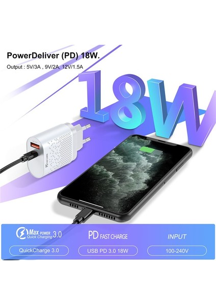 Uslıon 18W USB Şarj Aleti Pd3.0 Qc3.0 Hızlı Şarj Cep Telefonu Şarj Cihazı Hızlı Şarj 3.0 Adaptörü iPhone Samsung Xiaomi Huawei Için (Yurt Dışından) fiyatları