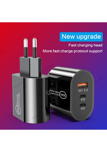 2 Tip C ve 1 USB Telefon Şarj Cihazı Hızlı Şarj Cihazı iPhone 14 13 Xiaomi Samsung Cep Telefonu Şarj Cihazları Duvar Hızlı Şarj Adaptörü (Yurt Dışından) fırsatları