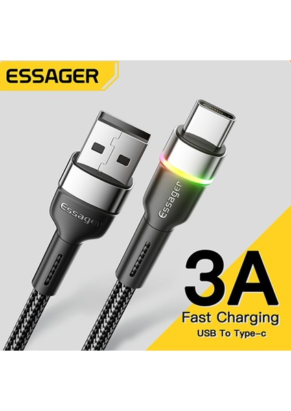 Essager USB C Tipi Kablo 3A Hızlı Şarj Cihazı Xiaomi Huawei Redmi Için Mate Samsung Usbc Kabloları C Cep Telefonu Şarj Veri Kablosu Kablosu (Yurt Dışından)