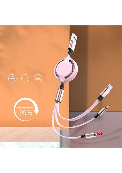 3 In 1 Geri Çekilebilir Veri USB Kablosu iPhone Şarj Cihazı Hızlı Tel Şarj Kablosu Android Telefon Için Tip C Xiaomi Huawei Samsung (Yurt Dışından) fiyatları