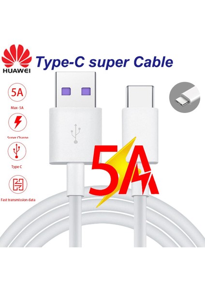 Huawei 5A Tip C Kablo P30 P20 Pro Lite Mate 30 20 10 Pro P10 Artı Lite USB 3.1 Tip-C Supercharge Süper Şarj Aleti Kablosu (Yurt Dışından)