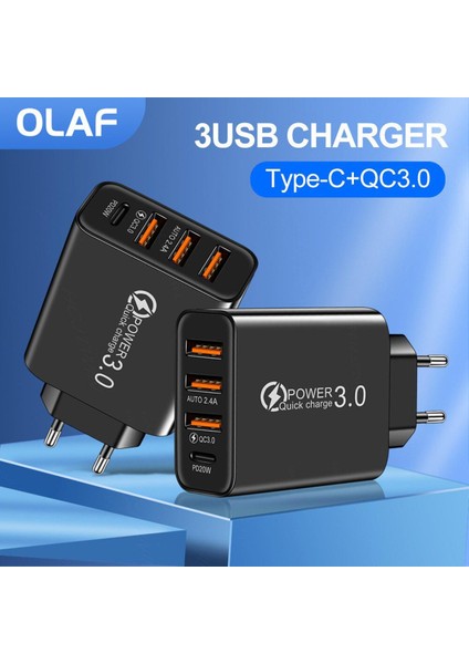 Olaf USB Tip C Şarj Cihazı Qc3.0 Cep Telefonu Hızlı Şarj iPhone 13 12 Pro Xiaomi Huawei Poco Pd USB C Şarj Adaptörü Seyahat (Yurt Dışından)