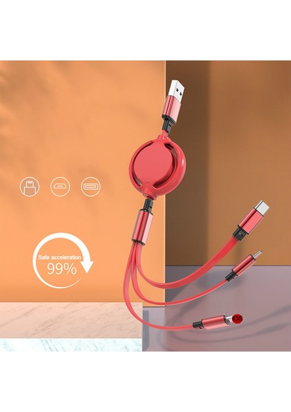 3 In 1 Geri Çekilebilir Veri USB Kablosu iPhone Şarj Cihazı Hızlı Tel Şarj Kablosu Android Telefon Için Tip C Xiaomi Huawei Samsung (Yurt Dışından) fırsatları
