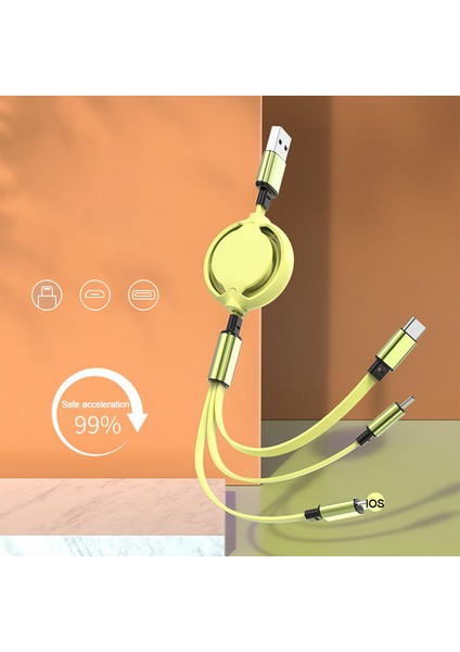 3 In 1 Geri Çekilebilir Veri USB Kablosu iPhone Şarj Cihazı Hızlı Tel Şarj Kablosu Android Telefon Için Tip C Xiaomi Huawei Samsung (Yurt Dışından) indirimleri