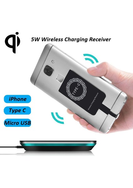 Qi Kablosuz Şarj Alıcısı C Tipi Mikro USB iphone Evrensel Hızlı Kablosuz Şarj Cihazları Samsung Huawei Xiaomi One Plus (Yurt Dışından)