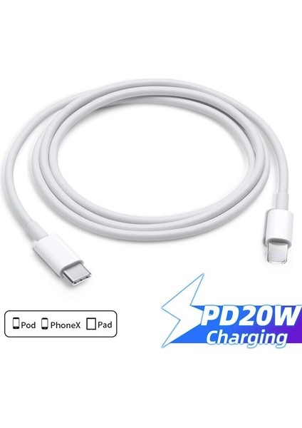 USB Tip C - Yıldırım Kablosu USB A - Yıldırım Hızlı Şarj Kablosu iPhone 12 13 11 14 Pro Max 8 7 Artı Şarj Kablosu 20 W (Yurt Dışından)